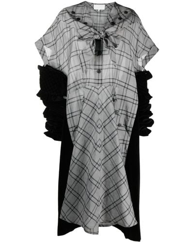 Maison Margiela Vestido midi Spliced a cuadros - Gris