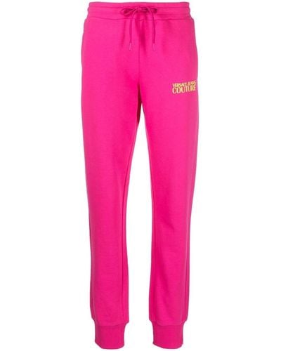 Versace Jeans Couture Logo-print Cotton Track Trousers - Pink