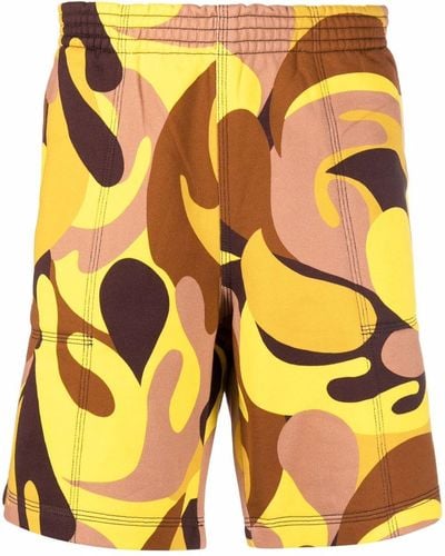 Marni Abstract-print Track Shorts - Yellow