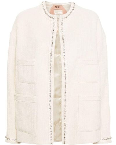 N°21 Crystal-embellished Tweed Jacket - Natural