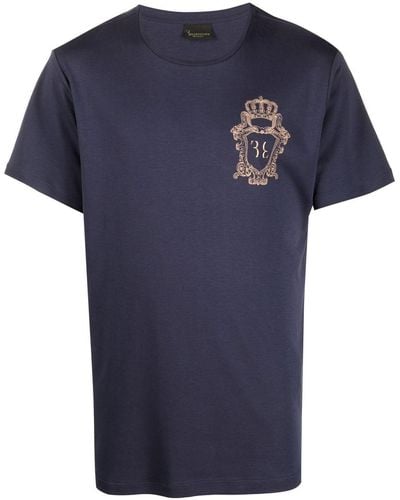 Billionaire Embroidered-logo Detail T-shirt - Blue