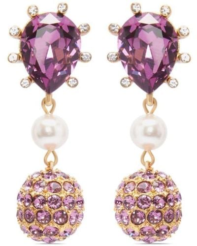 Oscar de la Renta Cactus Pearl-embellished Drop Earrings - Pink