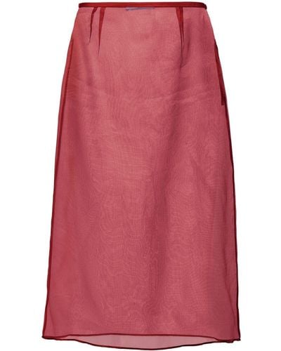Prada Organza Midi Skirt - Red