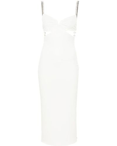 Nissa Cut-out Rhinestone Midi Dress - White
