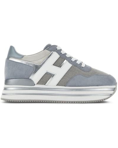 Hogan H483 Leather Platform Sneakers - Gray