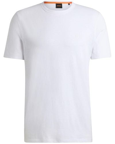 BOSS Logo-emed Cotton T-shirt - White