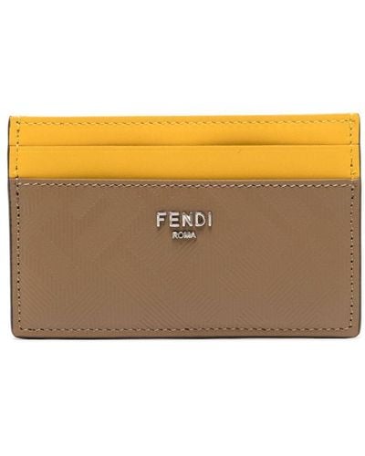 Fendi Shadow Leather Card Holder - Orange