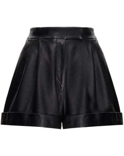 Alexander McQueen Leren Shorts - Zwart