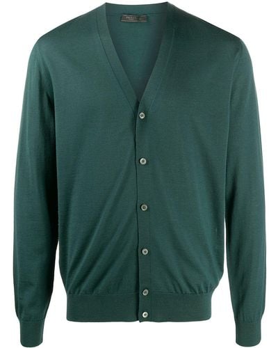 Prada V-neck Long-sleeve Cardigan - Green