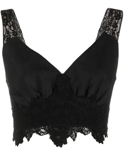 Rabanne Cropped Lace Top - Black