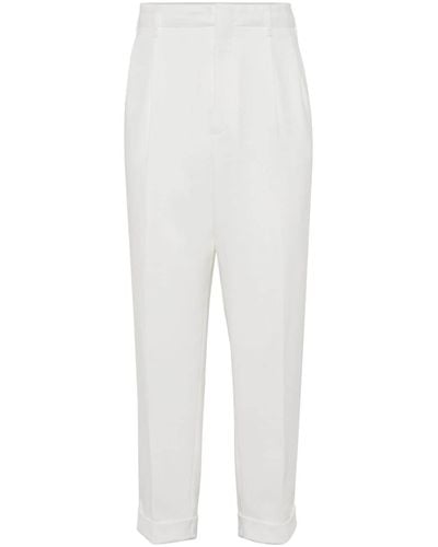 Brunello Cucinelli Tailored Cotton Trousers - White