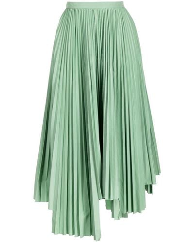 Plan C Asymmetric Pleated Skirt - Green