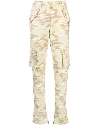 Patrizia Pepe Camouflage-pattern Stretch-cotton Cargo Trousers - Natural