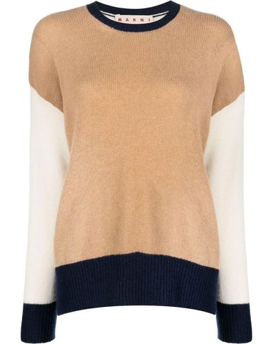 Marni Colour-block Cashmere Sweater - Natural