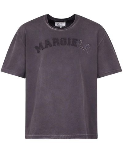Maison Margiela Logo-Appliqué Cotton T-Shirt - Purple