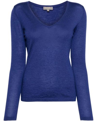 N.Peal Cashmere Long-sleeve Cashmere T-shirt - Blue