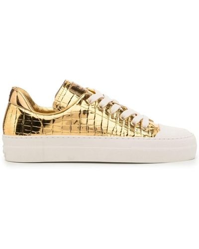 Tom Ford Croc-embossed Metallic Trainers - Natural