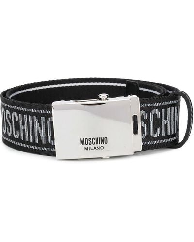 Moschino Logo Jacquard Buckle Belt - Black