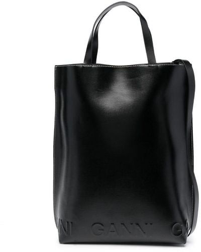 Ganni Medium Banner Tote Bag - Black