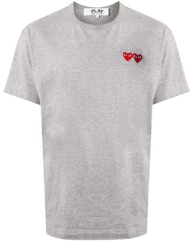 COMME DES GARÇONS PLAY Double Heart Badge T-shirt - Grey