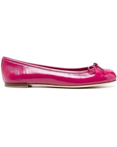 Gucci High-shine Bow Ballerina Shoes - Pink