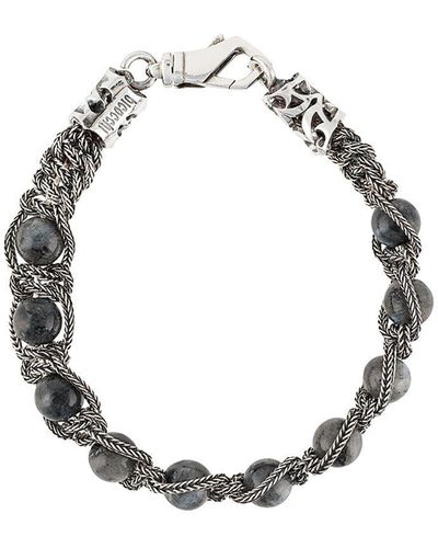 Emanuele Bicocchi Bracelet en chaine tressée orné de perles - Gris