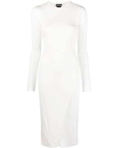 Tom Ford Vestido corto asimétrico semitranslúcido - Blanco