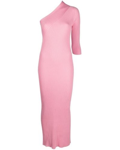 Aeron One-shoulder Rib-knit Maxi Dress - Pink