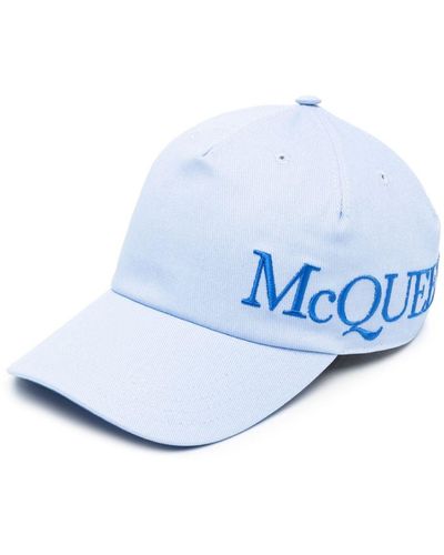 Alexander McQueen Casquette en coton à logo brodé - Bleu