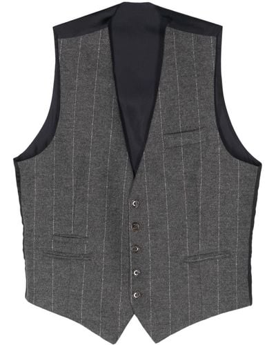 Eleventy Striped Wool Waistcoat - Grey