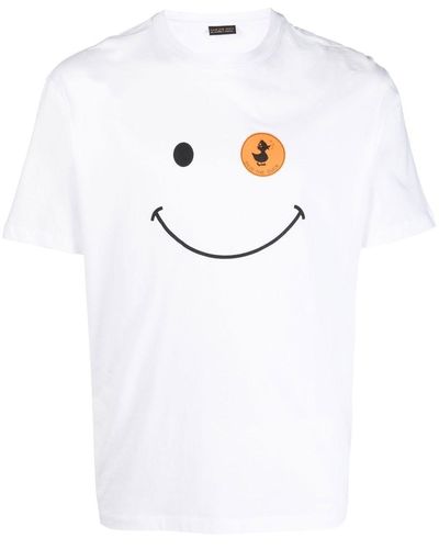 Save The Duck T-Shirt mit Smiley-Print - Weiß