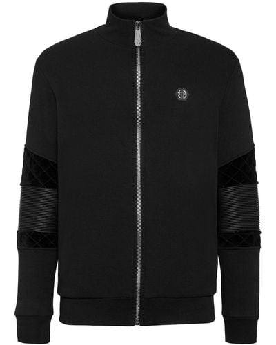 Philipp Plein Logo Appliqué Jersey Jacket - Black