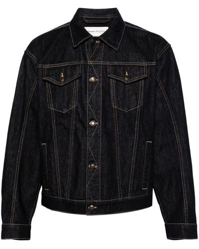 Alexander McQueen Spread-collar Denim Jacket - Black