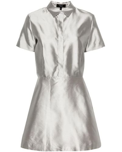 Theory Shantung Silk Mini Dress - White