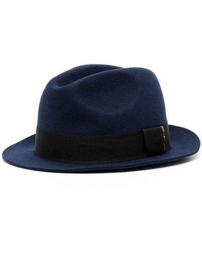 Paul Smith Stripe-detail Wool Fedora Hat - Blue