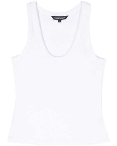 Veronica Beard Fine-ribbed Knitted Tank Top - White