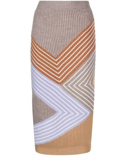 Stella McCartney 3d Stripes Wool Midi Skirt - White