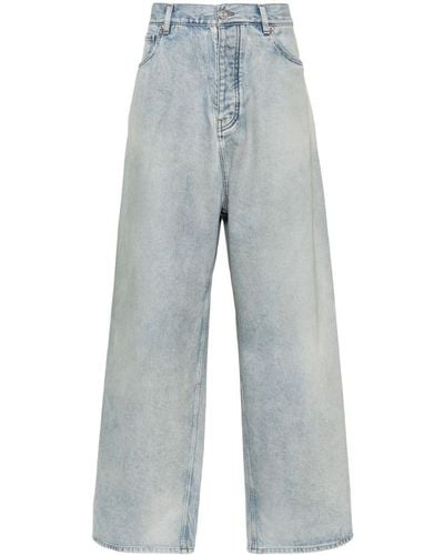 Balenciaga Denim Size Sticker Mid-rise Wide-leg Jeans - Blue
