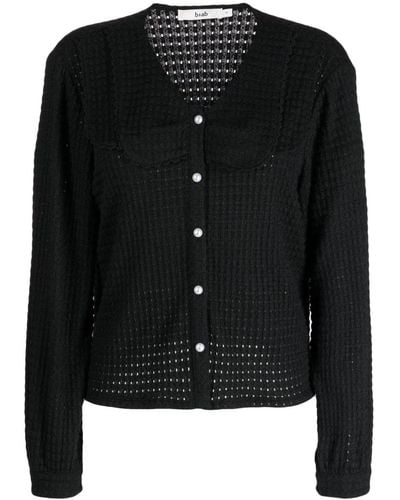 B+ AB Open-knit Button-down Cardigan - Black