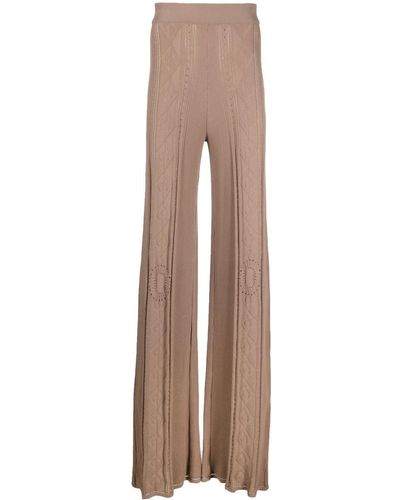 Marine Serre Neutral Pointelle Knit Trousers - Natural