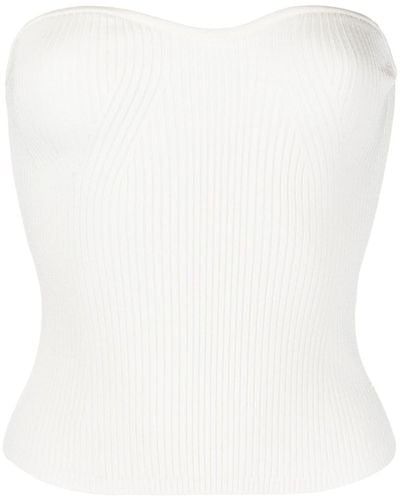 Polo Ralph Lauren Haut-corset en maille à design nervuré - Blanc