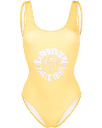 Lanvin Logo-print U-neck Swimsuit - Yellow