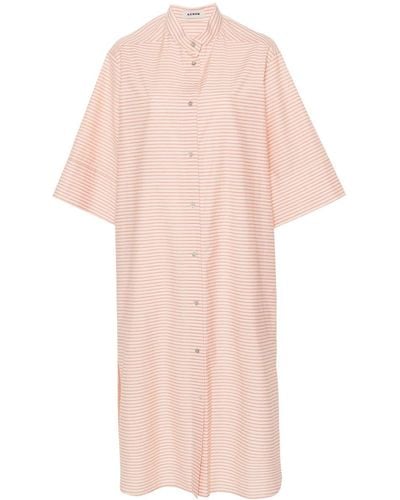 Aeron Veda Striped Shirt Dress - Roze