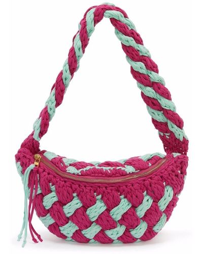 JW Anderson Knitted Crochet Belt Bag - Purple