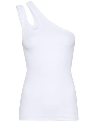 Remain One-shoulder Fine-ribbed Top - White