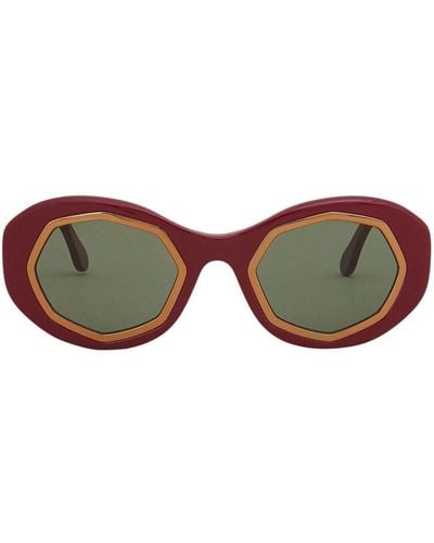 Marni Logo-print Round-frame Sunglasses - Brown