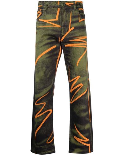 Moschino Graphic-print Acid-wash Jeans - Blue