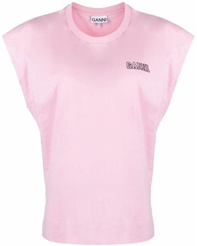 Ganni T-Shirt aus Bio-Baumwolle - Pink