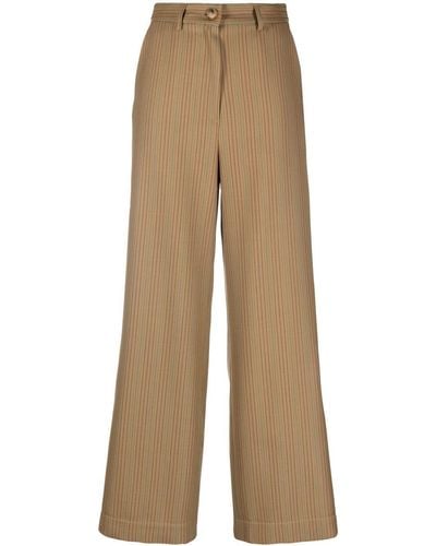 BENJAMIN BENMOYAL Striped High-waist Pants - Natural