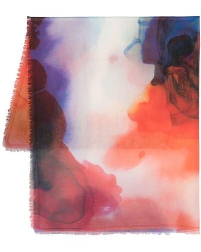 Alexander McQueen Schal mit Aquarell-Print - Pink